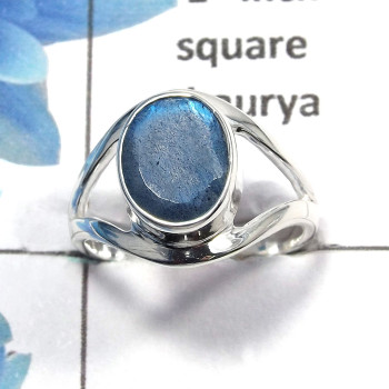 Labradorite Cut A - SDR448 - Natural Blue Fire Labradorite Cut Gemstone Solid 925 Sterling Silver Designer Ring