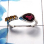 Garnet Cut & Citrine Cut I - SDR480 - Natural Garnet & Citrine Cut Gemstone 925 Sterling Silver Light Weight Casting Ring