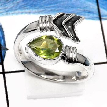 Peridot Cut-H SDR509-5x7 Pear Shape Cut Designer Tiny Middy Ring 925 Sterling Silver Peridot Cut-H SDR509-5x7 Pear Shape Cut Designer Tiny Middy Ring 925 Sterling Silver
