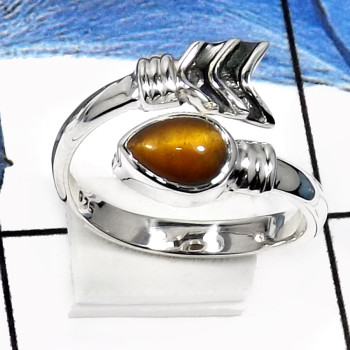 Tiger Eye-G SDR510-5x7 Pear Shape Tiger Eye Gemstone Wholesale Ring 925 Sterling Silver