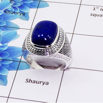 Lapis Lazuli - F - SMR998 - Newly Arrival Natural Lapis Lazuli Gemstone Solid 925 Sterling Silver Casting Mens Ring