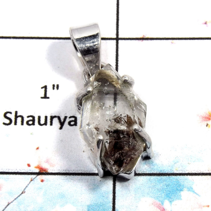 Herkimer Diamond - D SPS880 - Natural Herkimer Diamond Gemstone Prong Setting Pendant 925 Sterling Silver Herkimer Diamond - D SPS880 - Natural Herkimer Diamond Gemstone Prong Setting Pendant 925 Sterling Silver