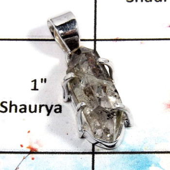 Herkimer Diamond - C SPS882 - Natural Herkimer Diamond Rough Stone 925 Silver Prong Setting Pendant Herkimer Diamond - C SPS882 - Natural Herkimer Diamond Rough Stone 925 Silver Prong Setting Pendant