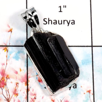 Black Tourmaline-E SPS883-Fabulous Rough Gemstone Handmade Fashion Pendant 925 Sterling Silver Black Tourmaline-E SPS883-Fabulous Rough Gemstone Handmade Fashion Pendant 925 Sterling Silver