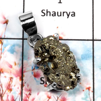 Pyrite S-SPS889-Adorable New Design Pendent 925 Sterling Silver
