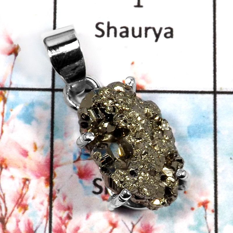 Pyrite S-SPS889-Adorable New Design Pendent 925 Sterling Silver Pyrite S-SPS889-Adorable New Design Pendent 925 Sterling Silver