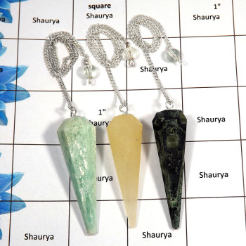 3 Pcs Amazonite, Golden Quartz & Combaba Agate - F SPU994 - Newly Arrival Brass Silver Plated 3 Pcs Pendulum Lots