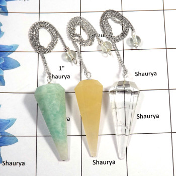 3 Pcs Amazonite, Golden Quartz & Crystal - A SPU996 - Brass Silver Plated Natural Gemstone 3 Pcs Pendulum Lots