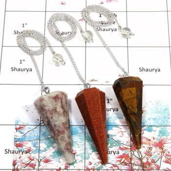 3 pcs Sandstone, Thulite & Tiger Eye - J SPU998 - Natural Three Gemstone Brass Silver Plated 3 Pcs Pendulum Lots