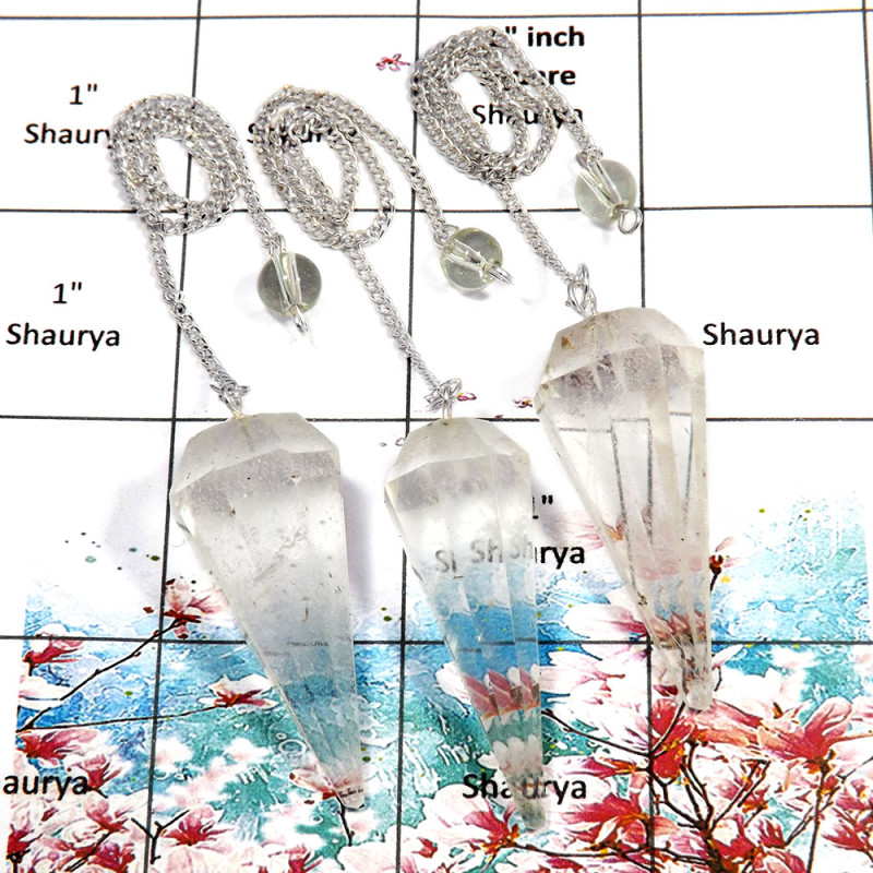 3 Pcs Crystal Quartz - E SPU999 - Handmade Crystal Quartz Stone Made In Brass Silver Plated 3 Pcs Pendulum Lots 3 Pcs Crystal Quartz - E SPU999 - Handmade Crystal Quartz Stone Made In Brass Silver Plated 3 Pcs Pendulum Lots