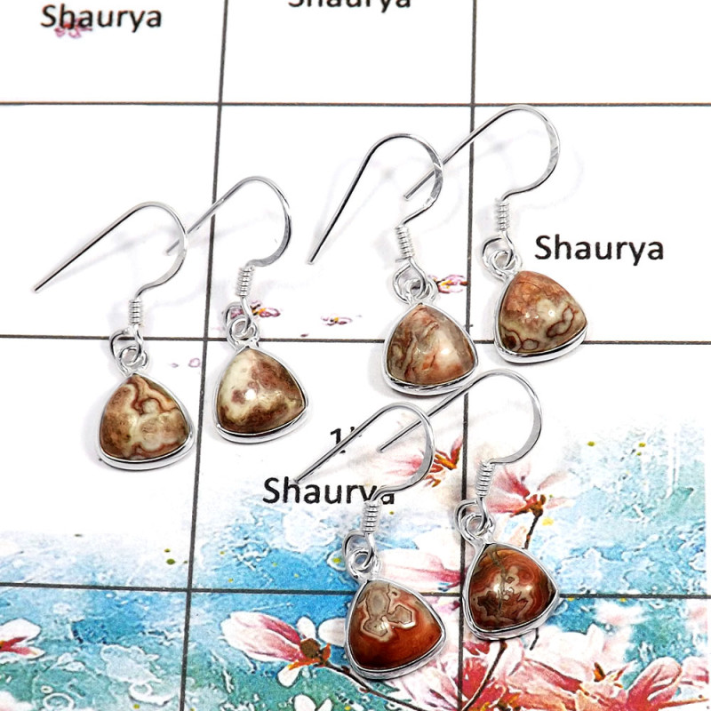 Rosetta Cab - F SVP790 - Natural Multi Color Rosetta Gemstone Solid 925 Sterling Silver 3 Pcs Lots Bezel Earrings Rosetta Cab - F SVP790 - Natural Multi Color Rosetta Gemstone Solid 925 Sterling Silver 3 Pcs Lots Bezel Earrings