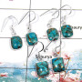 Blue Copper Turquoise Cab - O SVP790 - Solid 925 Sterling Silver Blue Copper Turquoise 3 Pcs Lots Bezel Earrings