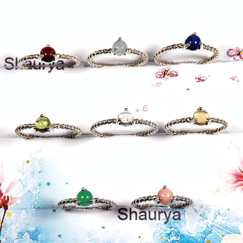 Multi Cab & Cut Gemstone - H SVP792 - Pretty Look Gemstone 925 Sterling Silver 8 Pcs Lots Light Weight Ring