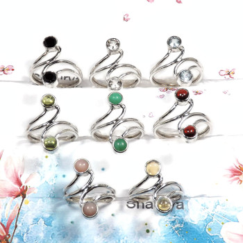 Multi Cab & Cut Gemstone - G SVP794 - Natural Two Gemstone Solid 925 Sterling Silver 8 Pcs Lots Wholesale Ring