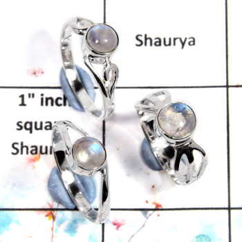 Rainbow Moonstone Cab - B SVP797 - Solid 92.5% Sterling Silver 3 pcs Light Weight Wholesale Ring Rainbow Moonstone Cab - B SVP797 - Solid 92.5% Sterling Silver 3 pcs Light Weight Wholesale Ring