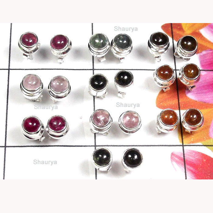 10 Pcs. Tourmaline A - SVP995-Sterling Silver Precious Gemstone Stud Earring