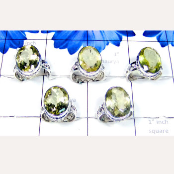 5 Pcs. Lemon O - SVP997-Crystal and Lemon Gemstone Fancy Ring