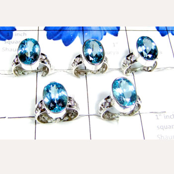 5 Pcs. Blue Topaz F - SVP998-Precious Gemstone Sterling Silver Ring