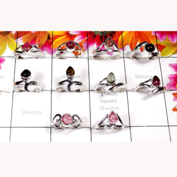 10 Pcs. Tourmaline G - SVP999-Cab Multi Gemstone Pretty Rings Lot