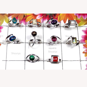 10 Pcs. Multi Cab Gemstone O - SVP999-Cab Multi Gemstone Pretty Rings Lot