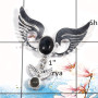 Grey Moonstone Cab - B SWP995 - Solid 92.5% Sterling Silver Guardian Angel Wings Wholesale Pendant