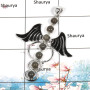 Grey Moonstone Cab - E SWP997 - Indian Handmade 925 Sterling Silver Guardian Angel Wings Pendant