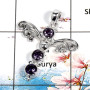 Amethyst Cut - O SWP999 - Latest Collection Amethyst Cut Gemstone 925 Sterling Silver Guardian Wings Pendant