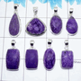 100 Grams Charoite Pendants D - WBP100CHR - Assorted 925 Silver Pendants