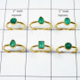 6 Pcs Assorted Cab Ring Q - WPGR999 Gold Plating Green Onyx Solid 925 Sterling Silver Plain Ring Lot