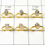 6 Pcs Assorted Ring A - WSLR872 Gold Plating Harkimar Solid 925 Sterling Silver Ring Lot Wholesale