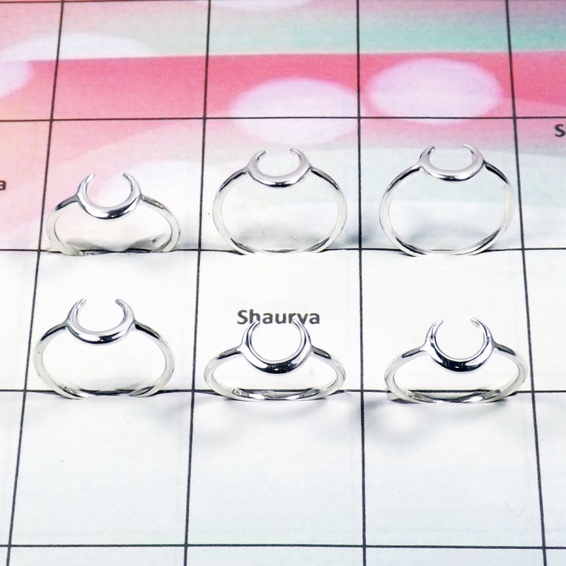 Plain Silver Ring - WSLR884-925 Sterling Silver Elegant Moon Design 6 pcs Wholesale Ring Lot