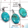 Blue Turquoise Cab - A WSP987 - Natural Blue Turquoise Gemstone 925 Sterling Silver 3 Pcs Combo Pack Pendant