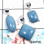Blue Opal - G WSP992 - Indian Factory Made 925 Silver Bezel Set 3Pcs Combo Value Pack Pendant Lot