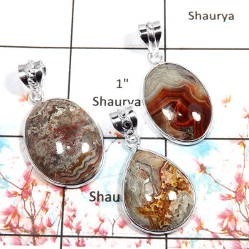 Crazy Lace Agate - O WSP993 - Indian Factory Made 925 Silver Bezel Set 3Pcs Combo Value Pack Pendant Lot Crazy Lace Agate - O WSP993 - Indian Factory Made 925 Silver Bezel Set 3Pcs Combo Value Pack Pendant Lot
