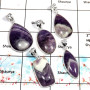Chevron Amethyst - O WSP994 - Solid 92.5% Sterling Silver 5 Pcs. Combo Value Pack Pendant Lot