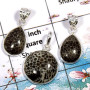 Black Coral- D WSP997- 925 Sterling Silver Bezel Set 3Pcs Combo Value Pack Pendant Lot
