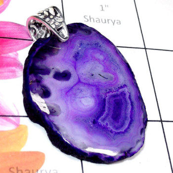 Agate Druzy O - SDP964-925 Silver Agate Druzy Direct Factory Drilled Pendant