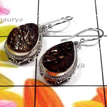 Astrophyllite Drusy B - SDE935-Ametrine Amethyst silver Earring
