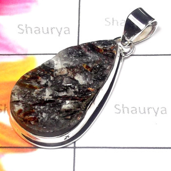 Astrophyllite Drusy C - DAS999-925 sivler with Astrophyllite gems Plain Pendants