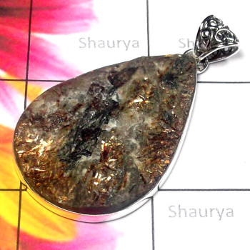 Astrophyllite Drusy O - DAS999-925 sivler with Astrophyllite gems Plain Pendants
