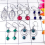 5 Pair Multi Cab Gemstone A - SVP978-Semiprecious Gemstone 925 Manufacturer Bejal Earrings