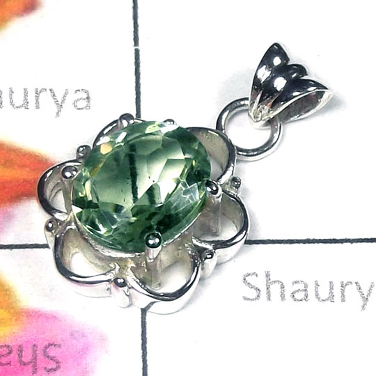 Green Amethyst Cut O - CSP993-925 Manufacturer Cut Gemstone Casting Pendant