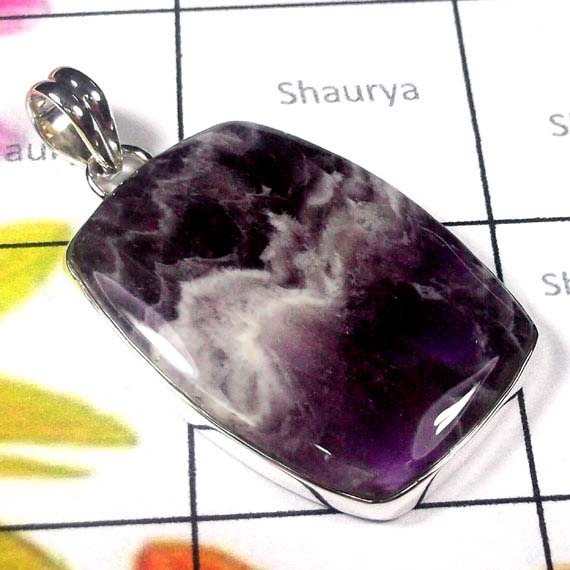 Amethyst lace Agate A - DAL998-Amethyst lace Agate silver gems Pendants