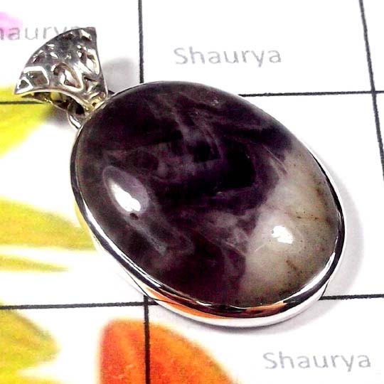 Amethyst lace Agate C - DAL998-Amethyst lace Agate silver gems Pendants