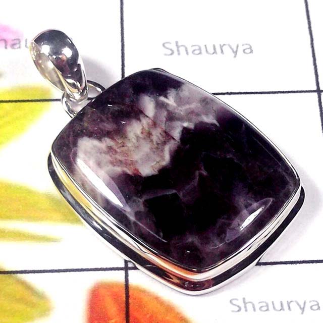 Amethyst lace Agate O - DAL998-Amethyst lace Agate silver gems Pendants