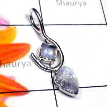 Rainbow B - SD887-Sterling Silver Rainbow Gemstone Wholesale Pendant