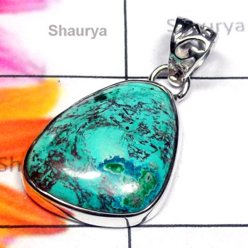 Shattuckite O - ISP938-Sterling Silver Shattuckite Gemstone Stunning Pendant