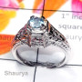 Blue Topaz A - SCR958-Sterling Silver 925 Manufacturer Casting Ring