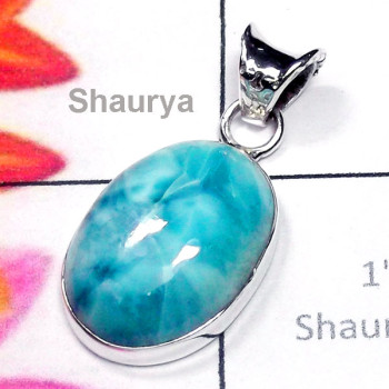 Larimar O - ISP937-925 Manufacturer Semiprecious Gemstone Pendant