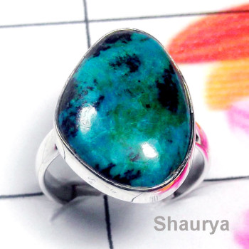 Crysocola A - PSR988-Sterling Silver Crysocola Gemstone Handmade Ring